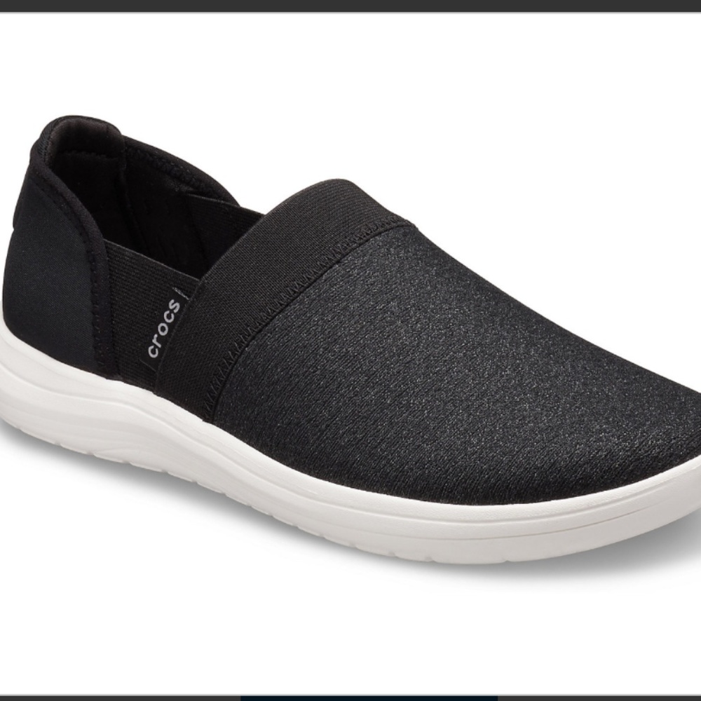 NWT Crocs Reviva Slip-On Sz 8 W, Black/White